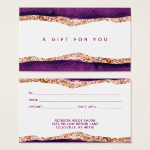 Carte Cadeau Aquarelle Purple Et Or