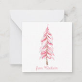 Carte cadeau Arbre de Noël Aquarelle rose (Devant)