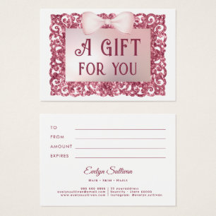 Carte cadeau arc cadre parties scintillant rose