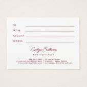 Carte cadeau arc cadre parties scintillant rose (Dos)