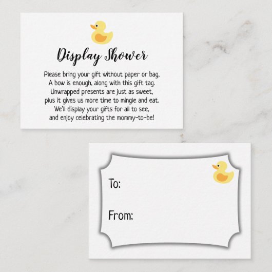 Carte cadeau Baby shower écran simple, Canard en c (Devant / Derrière)