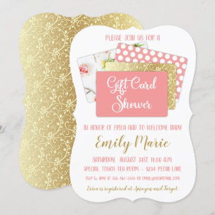 Carte cadeau Baby shower fille rose et or