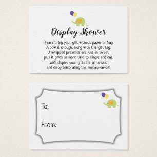 Carte cadeau Baby shower simple avec Elephant