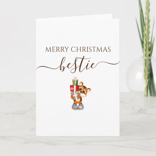 Carte cadeau Bestie Merry Chirstmas Tiger (Devant)