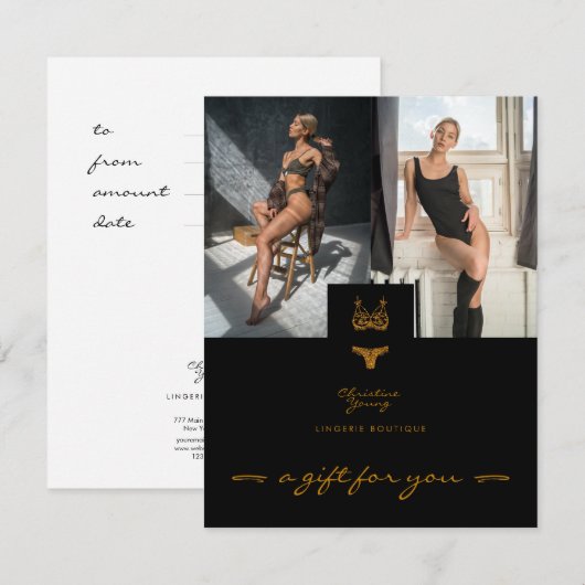 Carte cadeau Black Gold Lingerie Boutique (Devant / Derrière)
