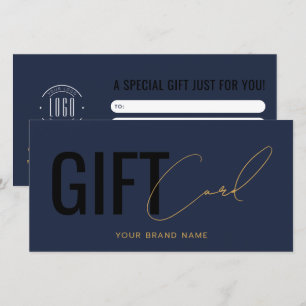 Carte cadeau bleu marine moderne avec logo profess