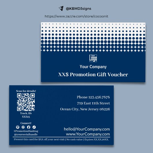 Carte cadeau bleu Promo Affaires polyvalente