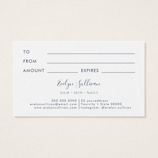 Carte cadeau Blue Hydrangea (Dos)