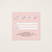 carte cadeau blush écriture typographique d'entrep (Dos)