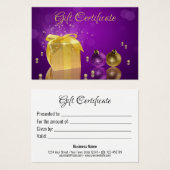 Carte cadeau boîte cadeau de Noël doré (Devant & derrière)
