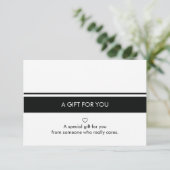 Carte cadeau Bordure simple noire blanche (Debout devant)
