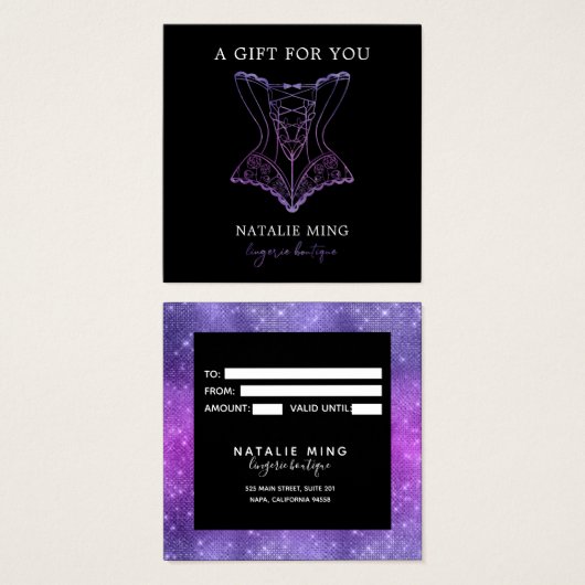 Carte-cadeau Boutique en dentelle d'affaires (Devant & derrière)