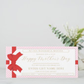 Carte cadeau Bow Pink Stripe Mère's Day (Debout devant)