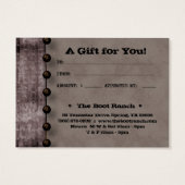 Carte cadeau Brown Denim Texas Star (Dos)