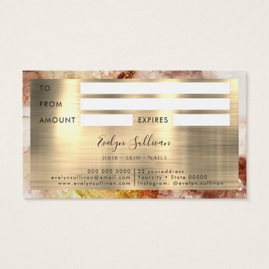 Carte cadeau Brown Gold Parties scintillant Waterc (Dos)