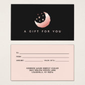 Carte cadeau Céleste Rose Gold Crescent Moon Stars (Devant & derrière)