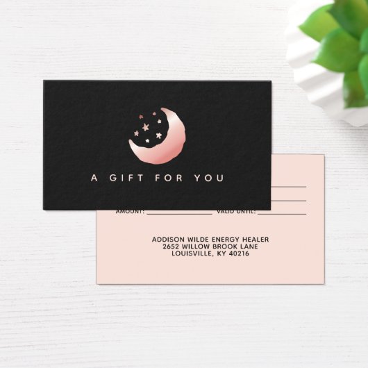 Carte cadeau Céleste Rose Gold Crescent Moon Stars (Bureau)