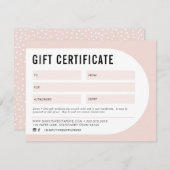 Carte CADEAU CERTIFICAT arche moderne rose pâle noir (Devant / Derrière)