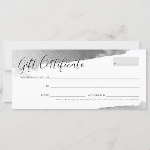Carte CADEAU CERTIFICAT assez élégant doré argenté