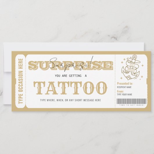 Carte cadeau certificat cadeau pour un tatouage su (Devant)
