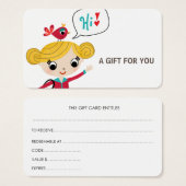 Carte cadeau, certificat, D9-052115 (Devant & derrière)