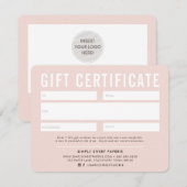 Carte CADEAU CERTIFICAT d'entreprise moderne rousse rose (Devant / Derrière)