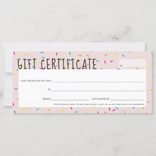 Carte CADEAU CERTIFICAT mignon fun coloré arroses fête