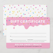 Carte CADEAU CERTIFICAT mignon gouttes de dégivrage rose (Devant / Derrière)