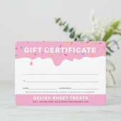 Carte CADEAU CERTIFICAT mignon gouttes de dégivrage rose (Debout devant)