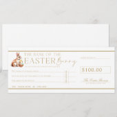 Carte cadeau chèque Pâques blanc (Devant / Derrière)