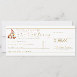 Carte cadeau chèque Pâques blanc
