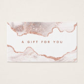Carte-cadeau chic en marbre blanc agate et or rose (Devant)