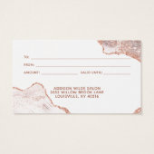 Carte-cadeau chic en marbre blanc agate et or rose (Dos)