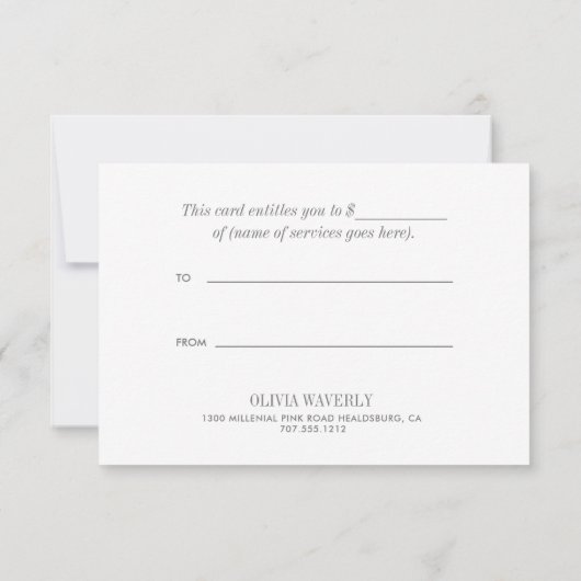 Carte cadeau Chic Soft Gradient Rose Orange (Dos)