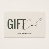 Carte cadeau client beige vert moderne professionn (Devant)