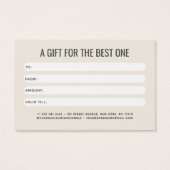 Carte cadeau client beige vert moderne professionn (Dos)