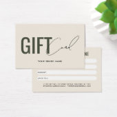 Carte cadeau client beige vert moderne professionn (Bureau)