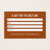 Carte cadeau client en terre cuite moderne profess (Dos)