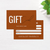 Carte cadeau client en terre cuite moderne profess (Bureau)