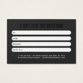 Carte cadeau client gris noir professionnel modern (Dos)