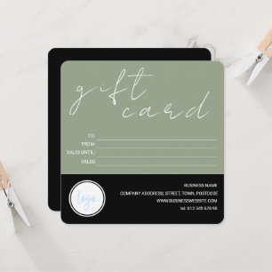 CARTE CADEAU CLIENT LOGO D'AFFAIRES VERTE ET NOIRE