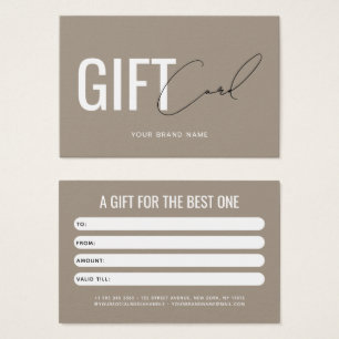Carte cadeau client marron clair professionnel mod