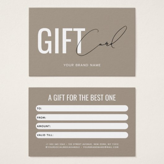 Carte cadeau client marron clair professionnel mod (Devant & derrière)