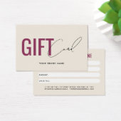 Carte cadeau client moderne professionnelle beige (Bureau)