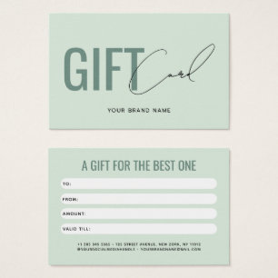 Carte cadeau client vert clair moderne professionn