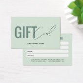 Carte cadeau client vert clair moderne professionn (Bureau)