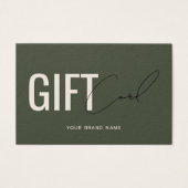 Carte cadeau client vert olive moderne professionn (Devant)