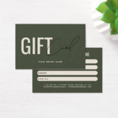 Carte cadeau client vert olive moderne professionn (Bureau)