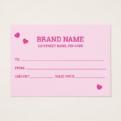 Carte cadeau Coeurs rétro rose mignonne (Dos)