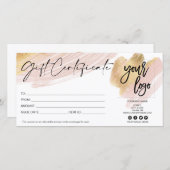 carte cadeau couleur rose et or ajouter le logo (Devant / Derrière)